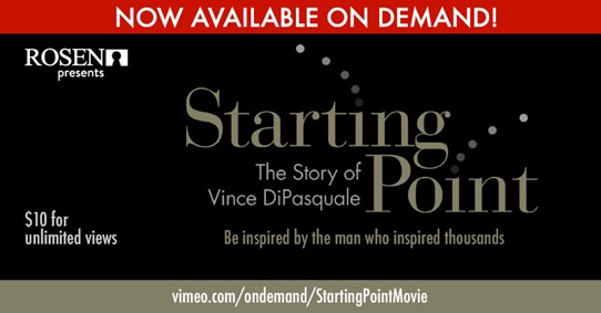 NOW AVAILABLE ON DEMAND! Missed the live premiere? No problem. Now you can watch the remarkable documentary, “Starting Point: The Story of Vince DiPasquale” on demand. Click on the graphic below for more info.